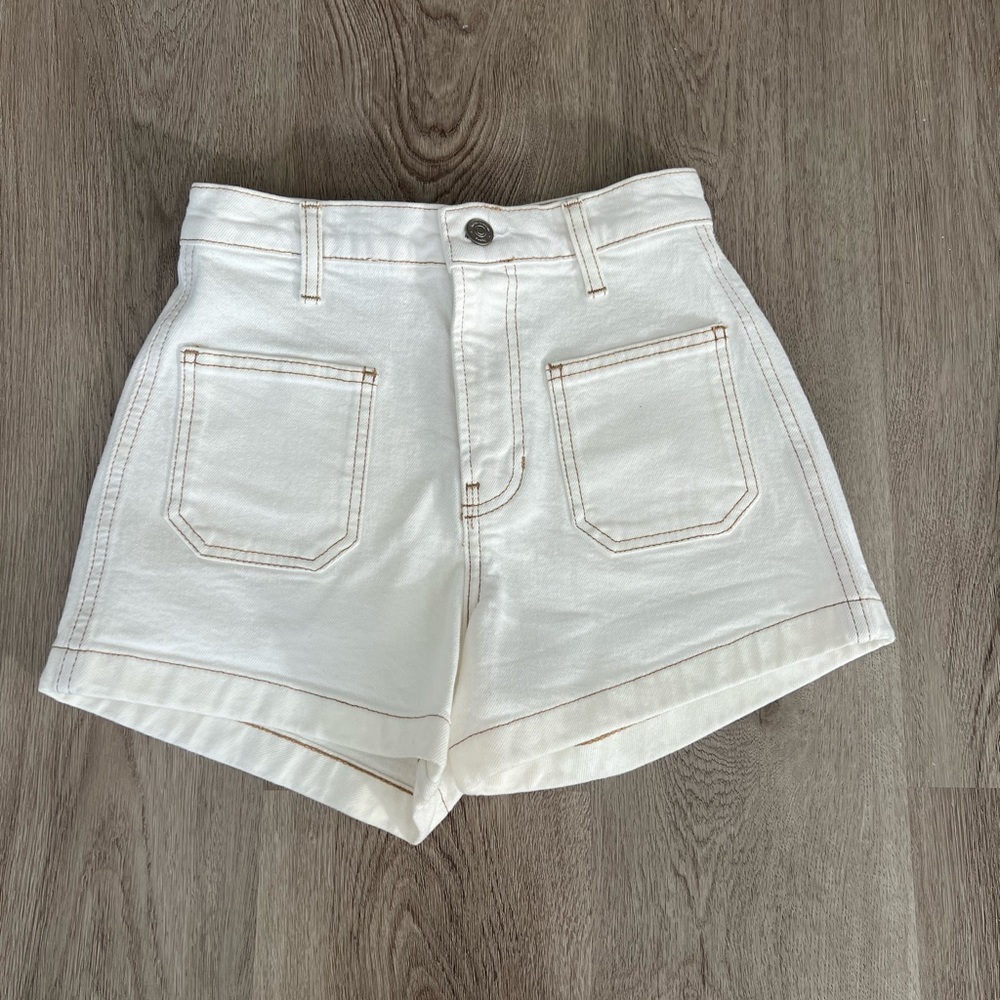 Reformation ivory/bone shorts